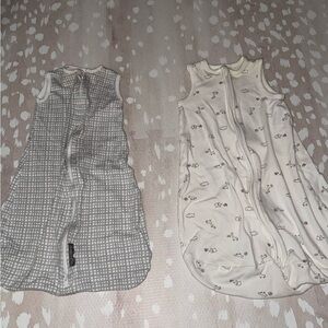 Set of Two Baby Sleep Sacks - Gray and Cream